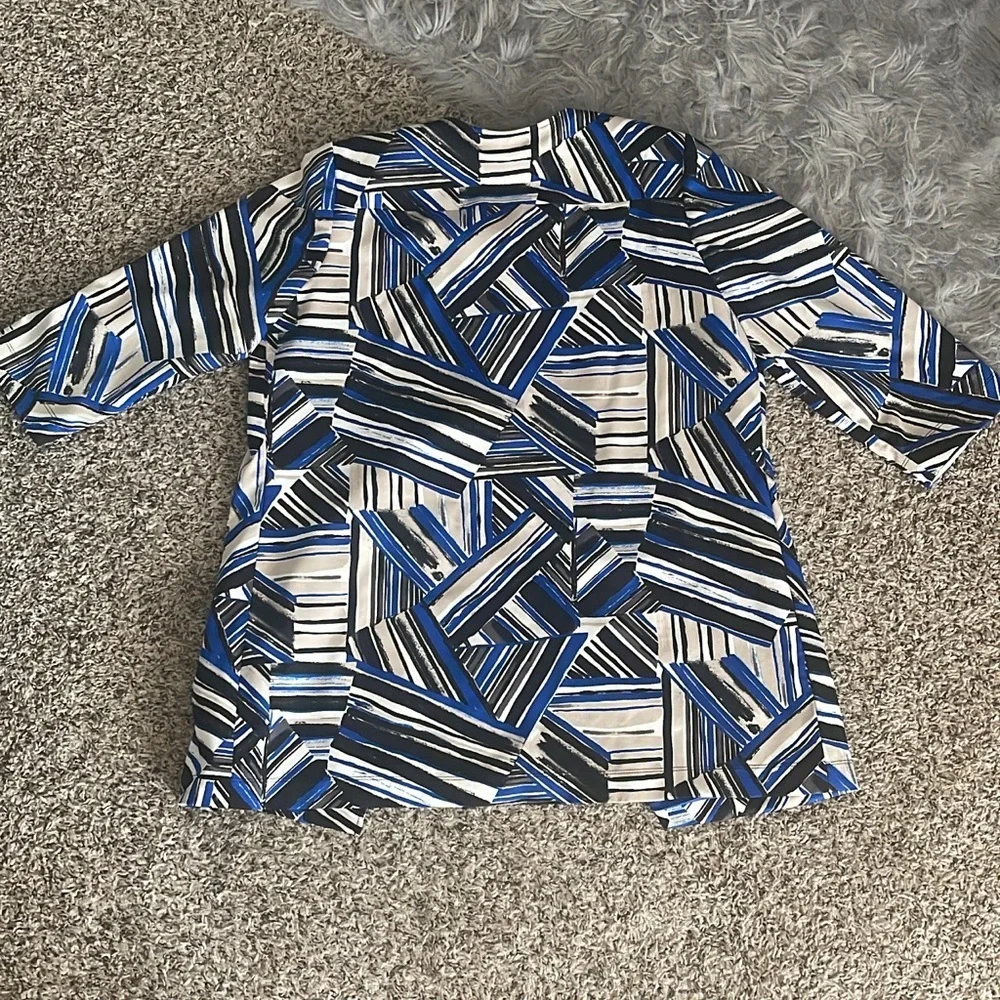 Kasper Blue and Black Abstract Top Button Jacket - Picture 7 of 7